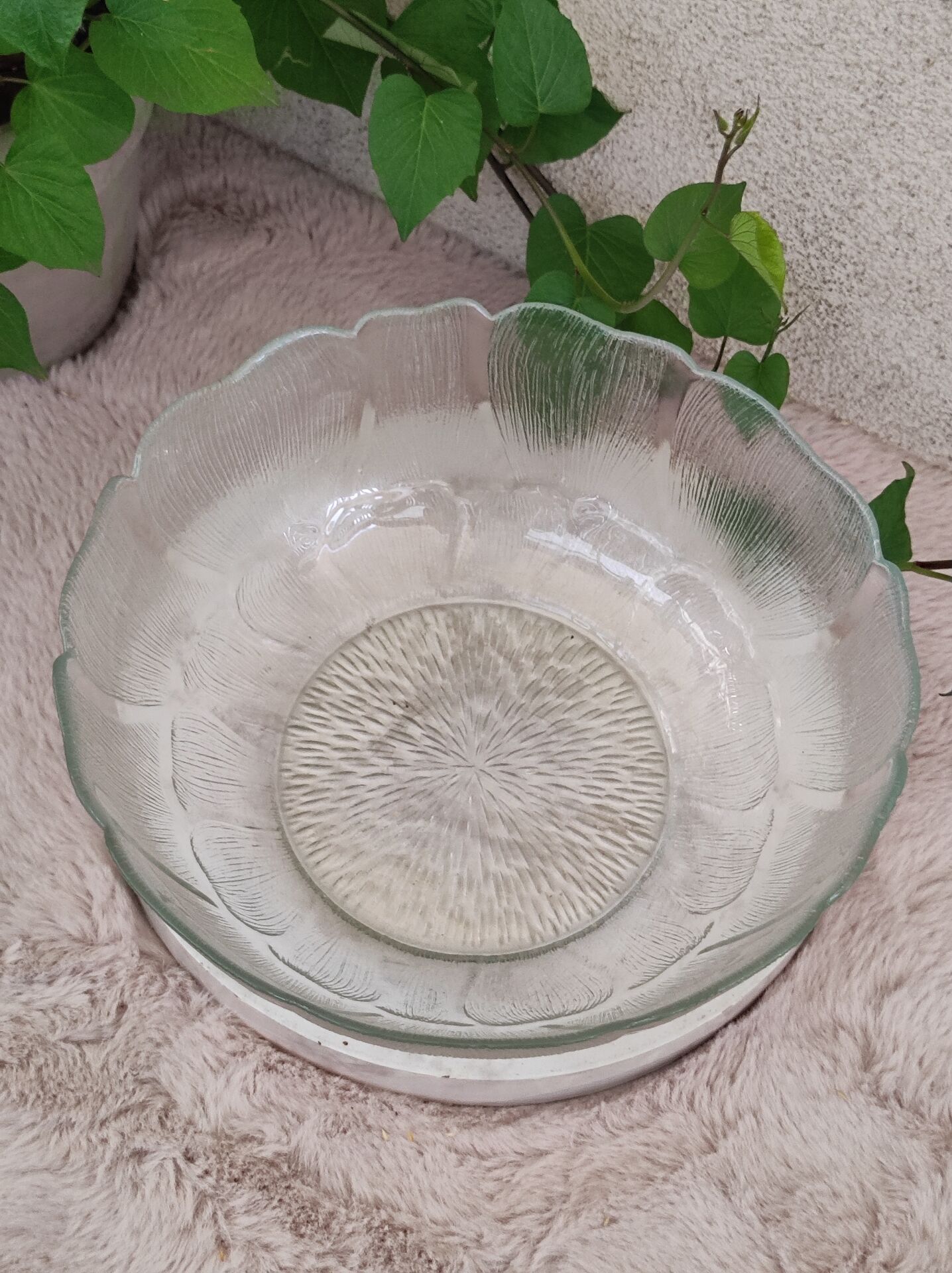 Large glass salad bowl