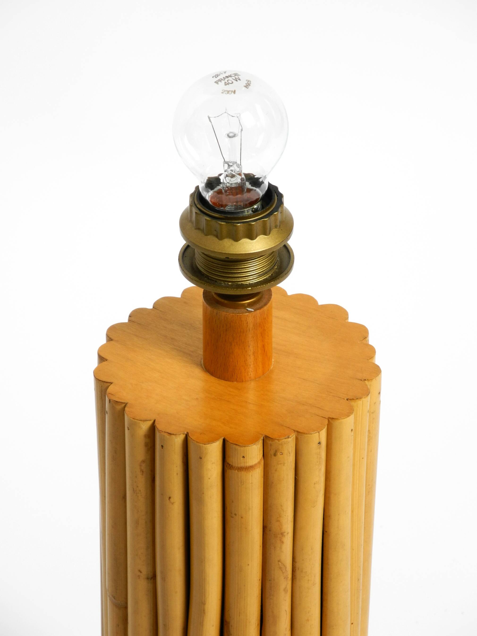 Large 1970s Italian bamboo table lamp with large oiled paper shad