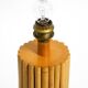 Large 1970s Italian bamboo table lamp with large oiled paper shad