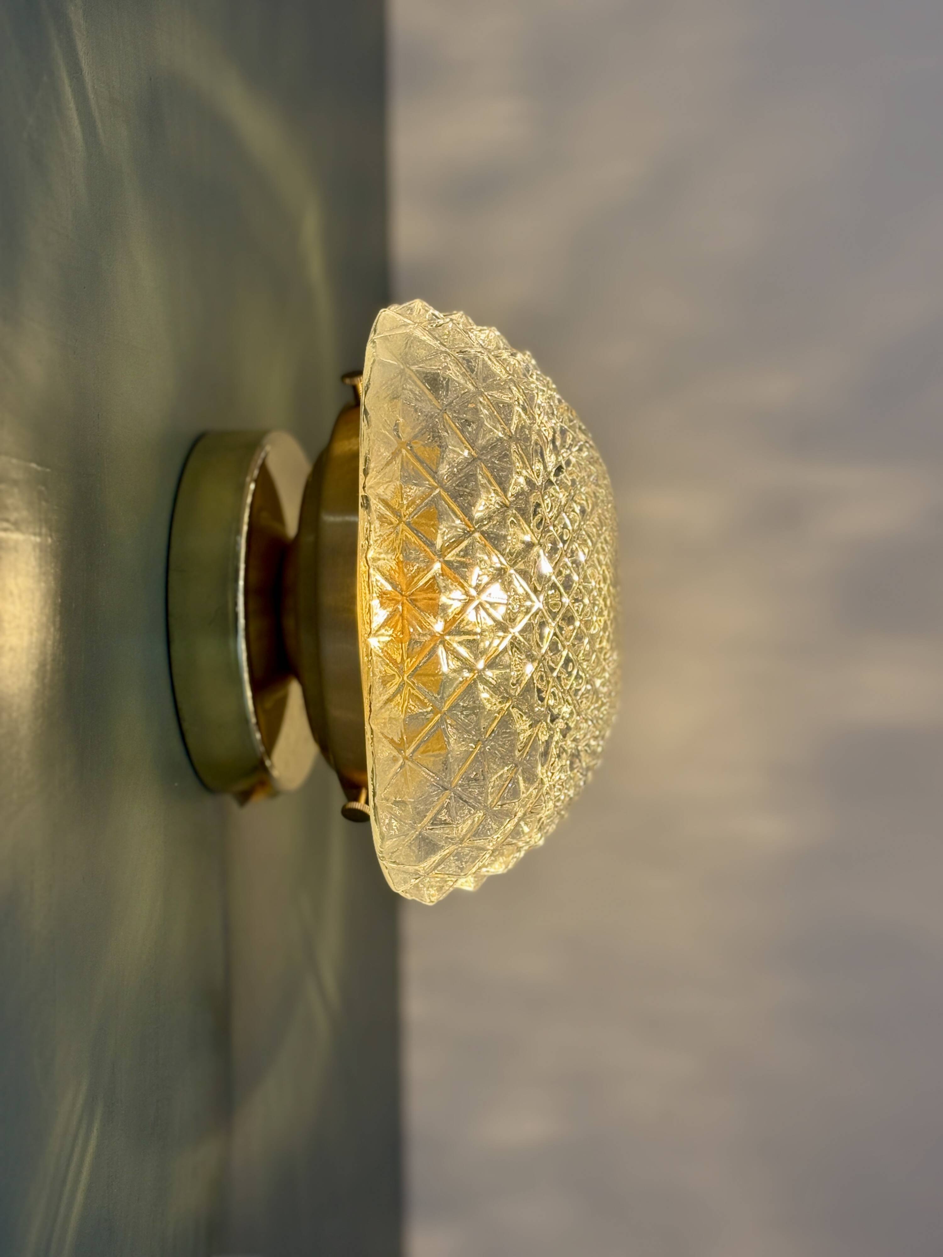 Vintage square globe wall or ceiling light in moulded glass