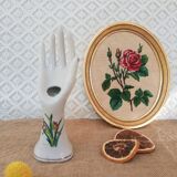 Hand baguier soliflore ceramic white vintage flowers