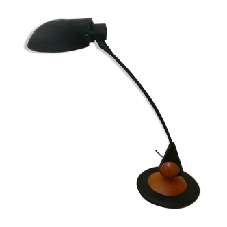 Lampe de bureau Aluminor vintage métal et bois