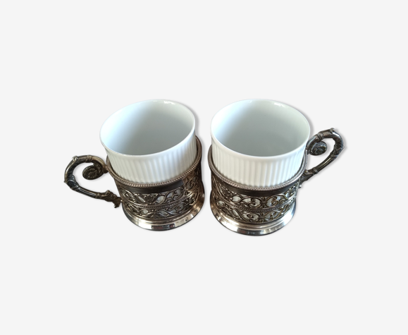 Duo tasse à café métal argenté