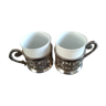 Duo silver metal coffee cups