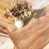 Vintage and rustic TV stand or coffee table in carved raw wood