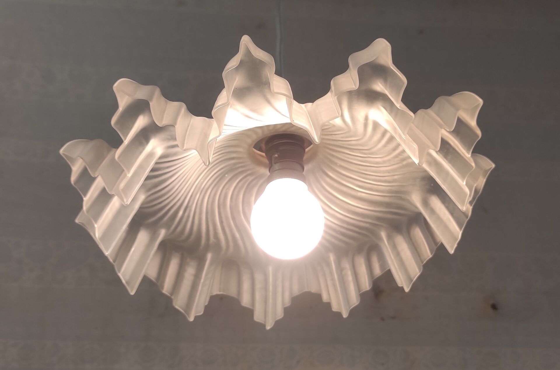 Pleated glass lampshade - mid 20th century
