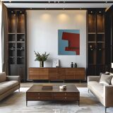 Minimalist canvas "structure in blue and red"