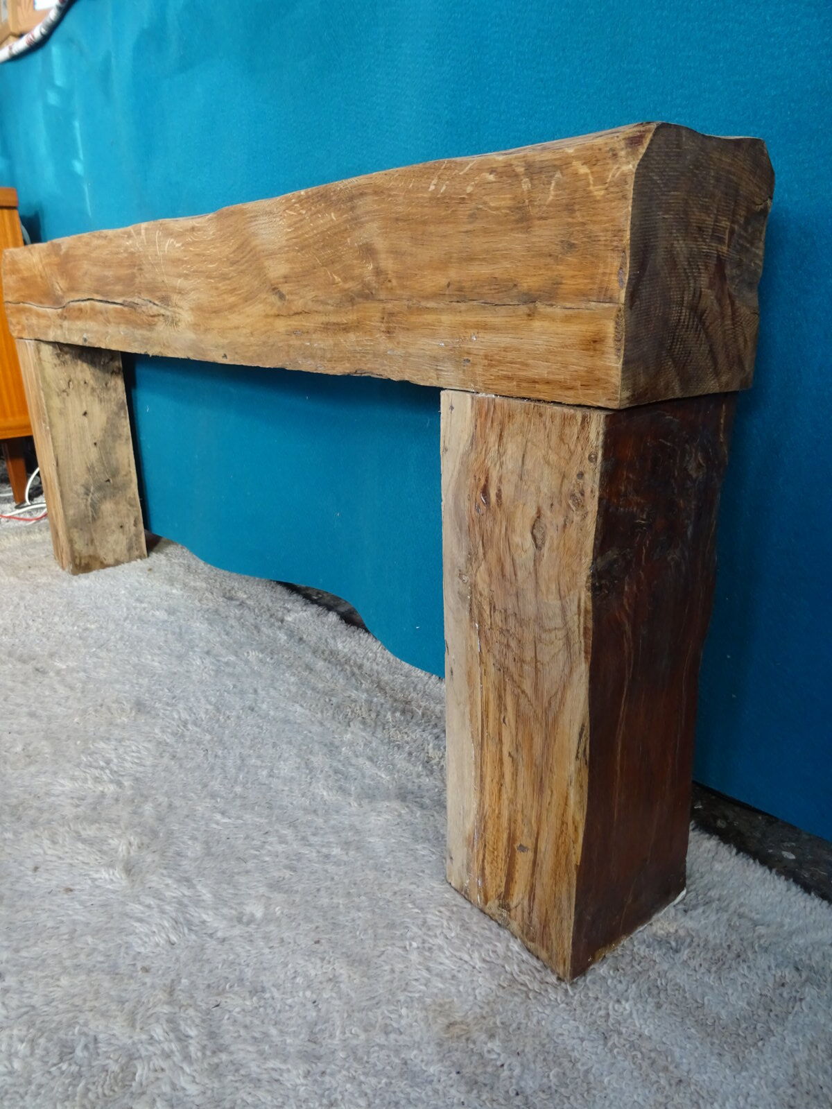 Brutalist console solid oak