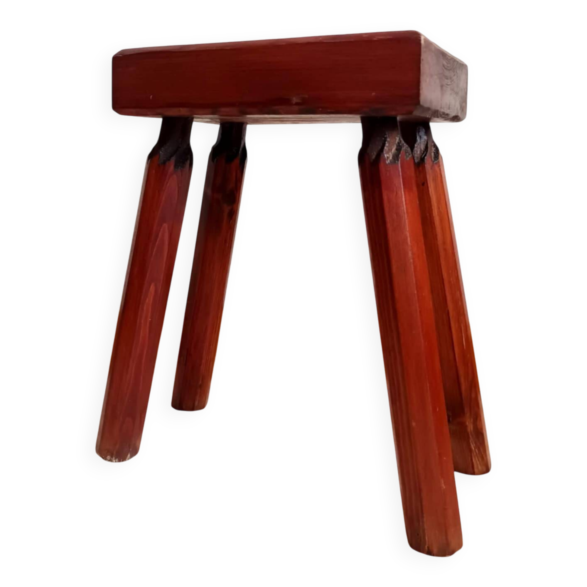 Vintage wooden brutalist farm stool