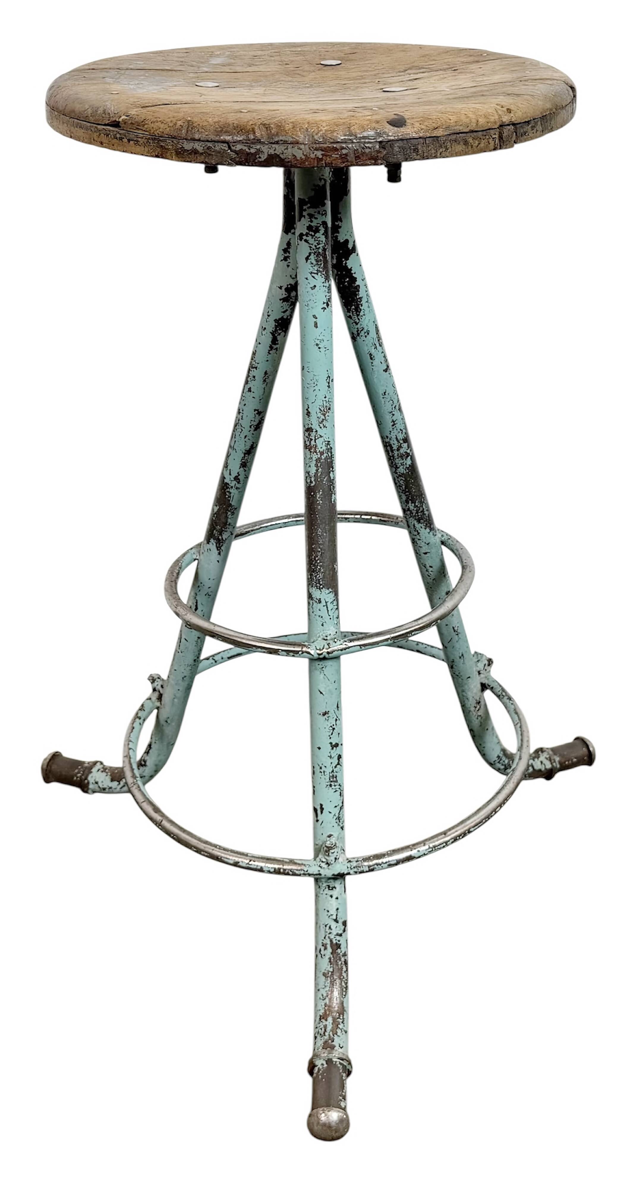 Green Industrial Workshop Stool, 1960s