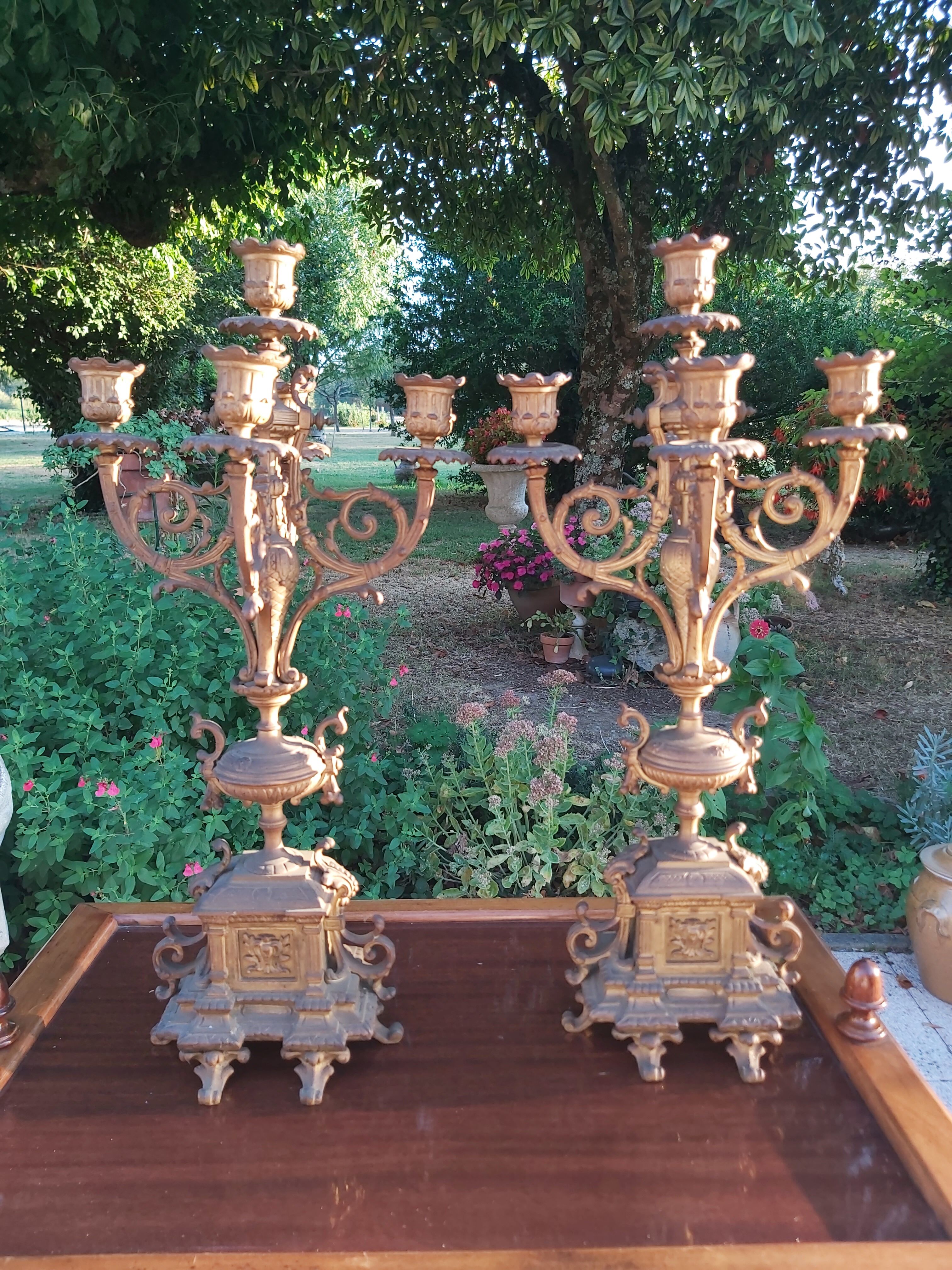 Pair of bronze candelabra nineteenth century