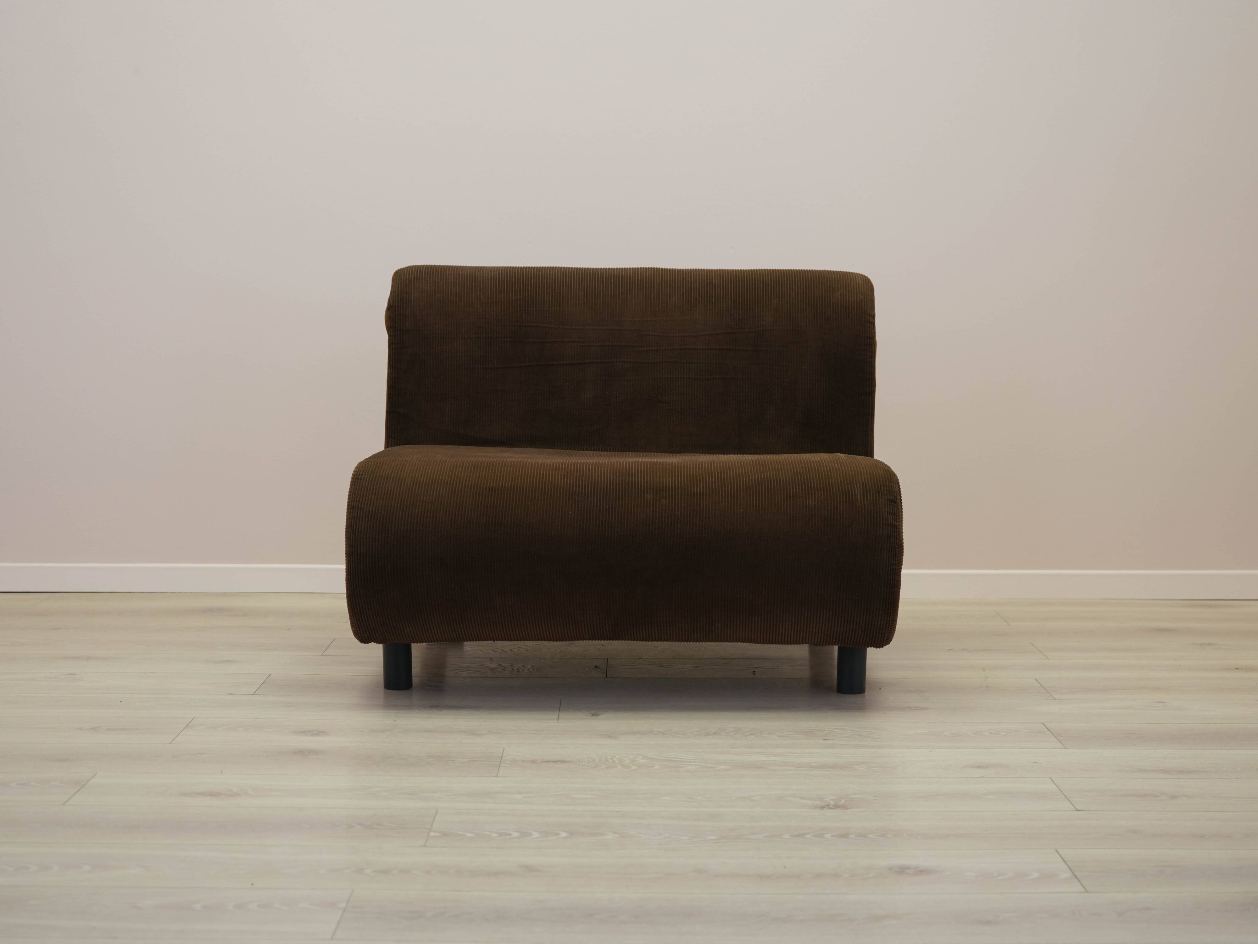Brown armchair, Italian design, 1970s, made in Italy