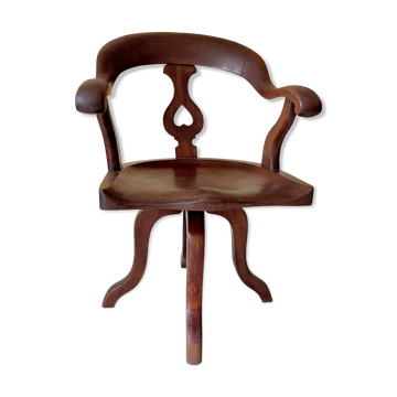 Fauteuil de marin en teck pivotant