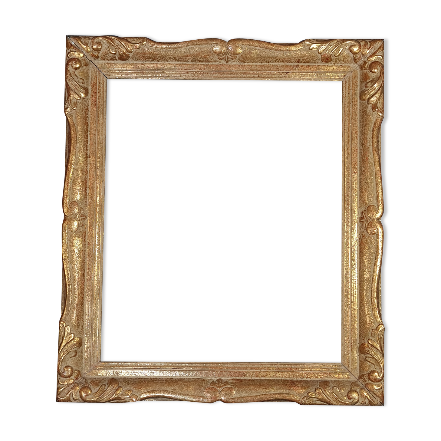 Old frame louis XV style gilded stucco wood 62.5x55 foliage 50.9x43.5 cm SB