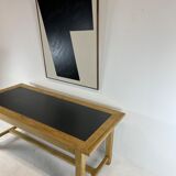 Oak farmhouse table, black top