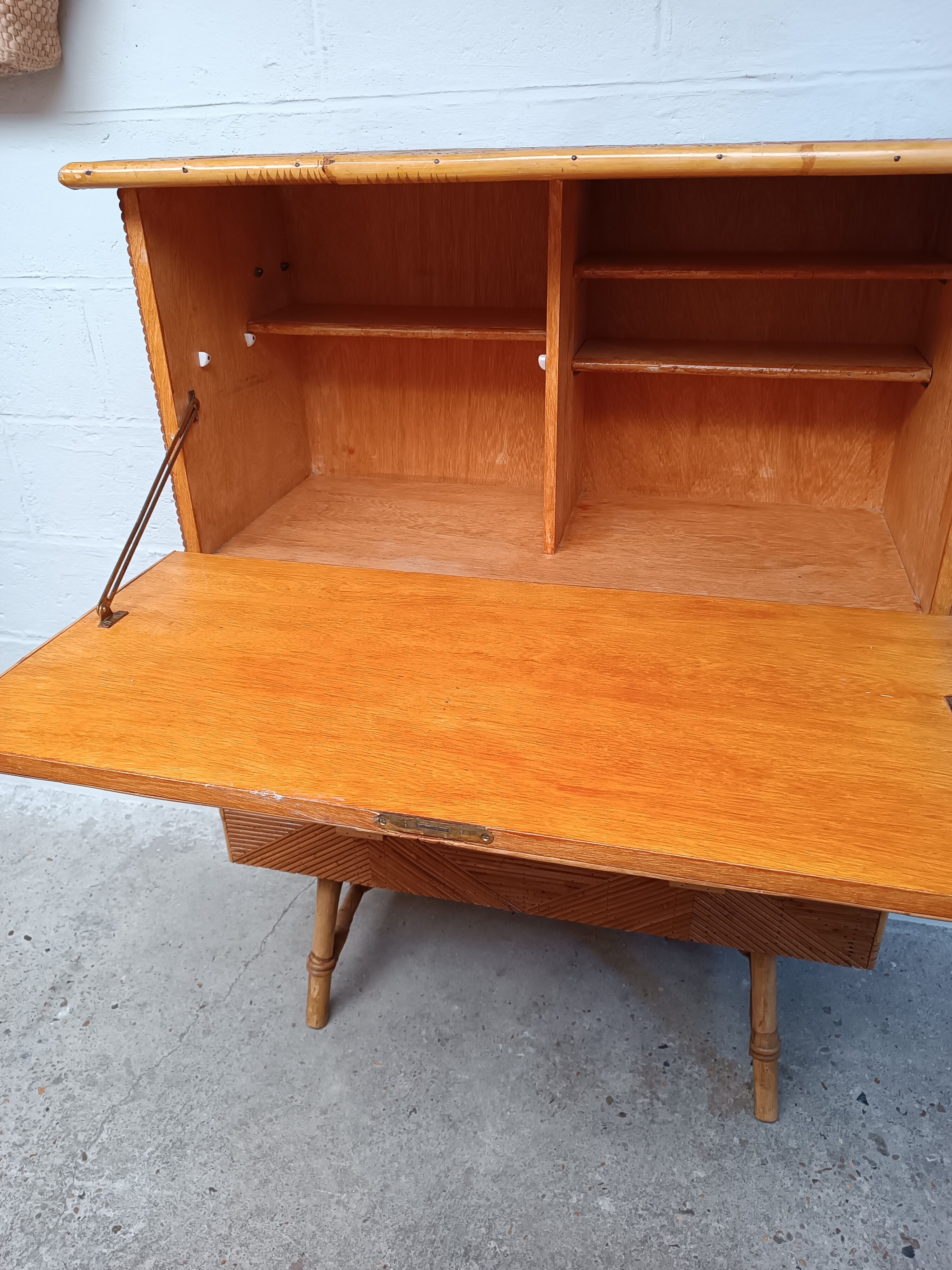 Bamboo and rattan secretary 50s / 60s