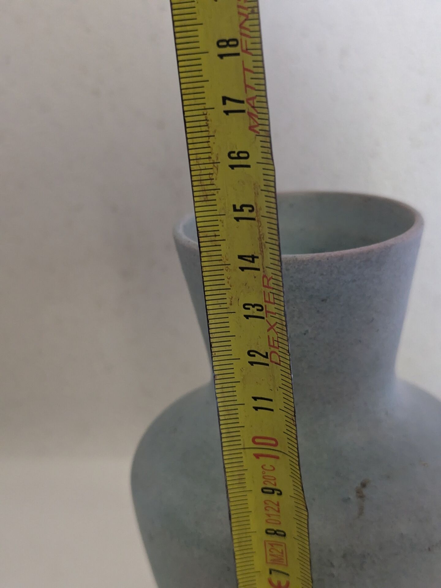 Small blue-grey glazed stoneware vase signed CB, studio work, year