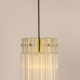 Pendant light with hand-blown glass pieces on a brass base made by Glashütte Limburg.