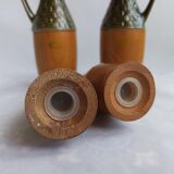 Vintage wooden and ceramic condiment set
