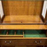 English two-body yew display case from the 1980s