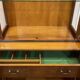English display cabinet with two sections made of yew from the 1980s.