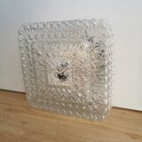 Plafonnier vintage en verre gaufré : éclairage rétro des années 1970