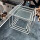 3 tables gigognes Max Sauze pour Isocèle – années 70 – métal blanc & verre