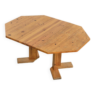Hexagonal dining table by René Martin, Méribel Les Allues