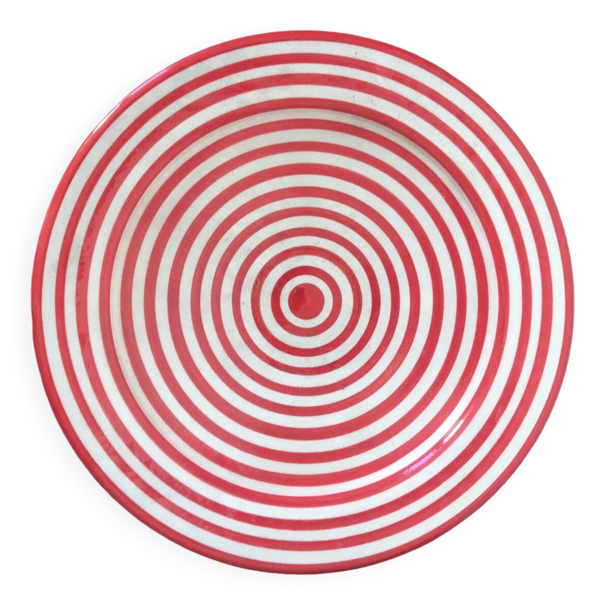 Round Moroccan terracotta dish, striped patterns