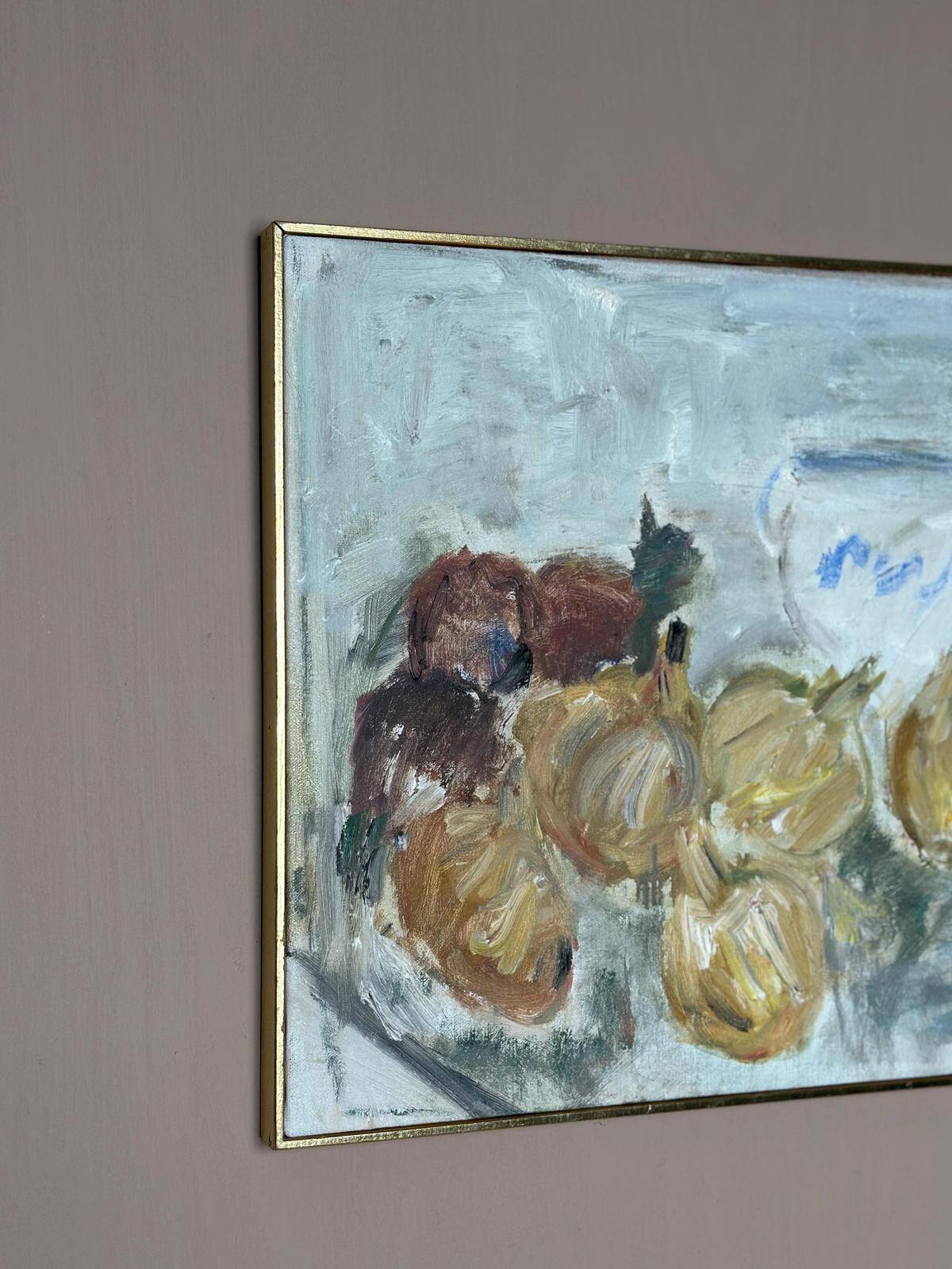 Original Swedish Oil On Canvas – “Fruits” By Ylva Hakanson Byström – Vintage & Framed