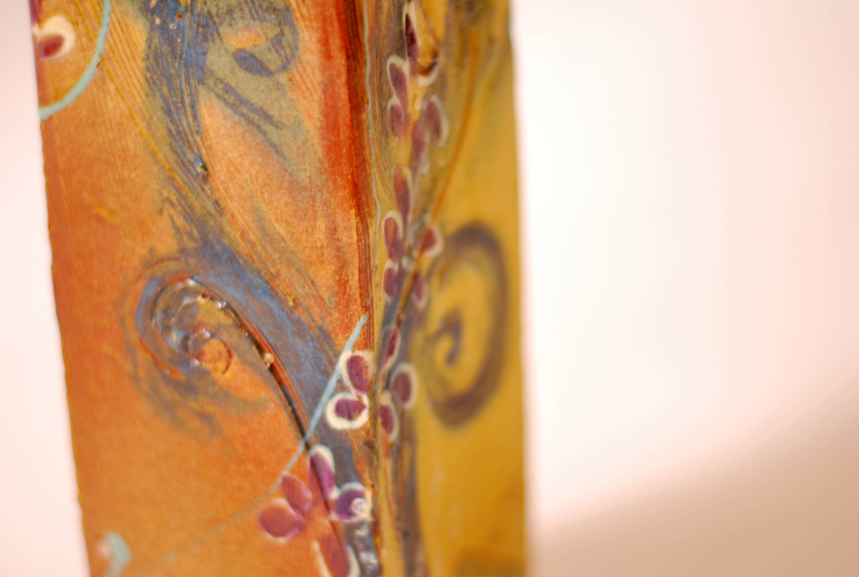 Studio terracotta vase, glazed, hand-painted 1970