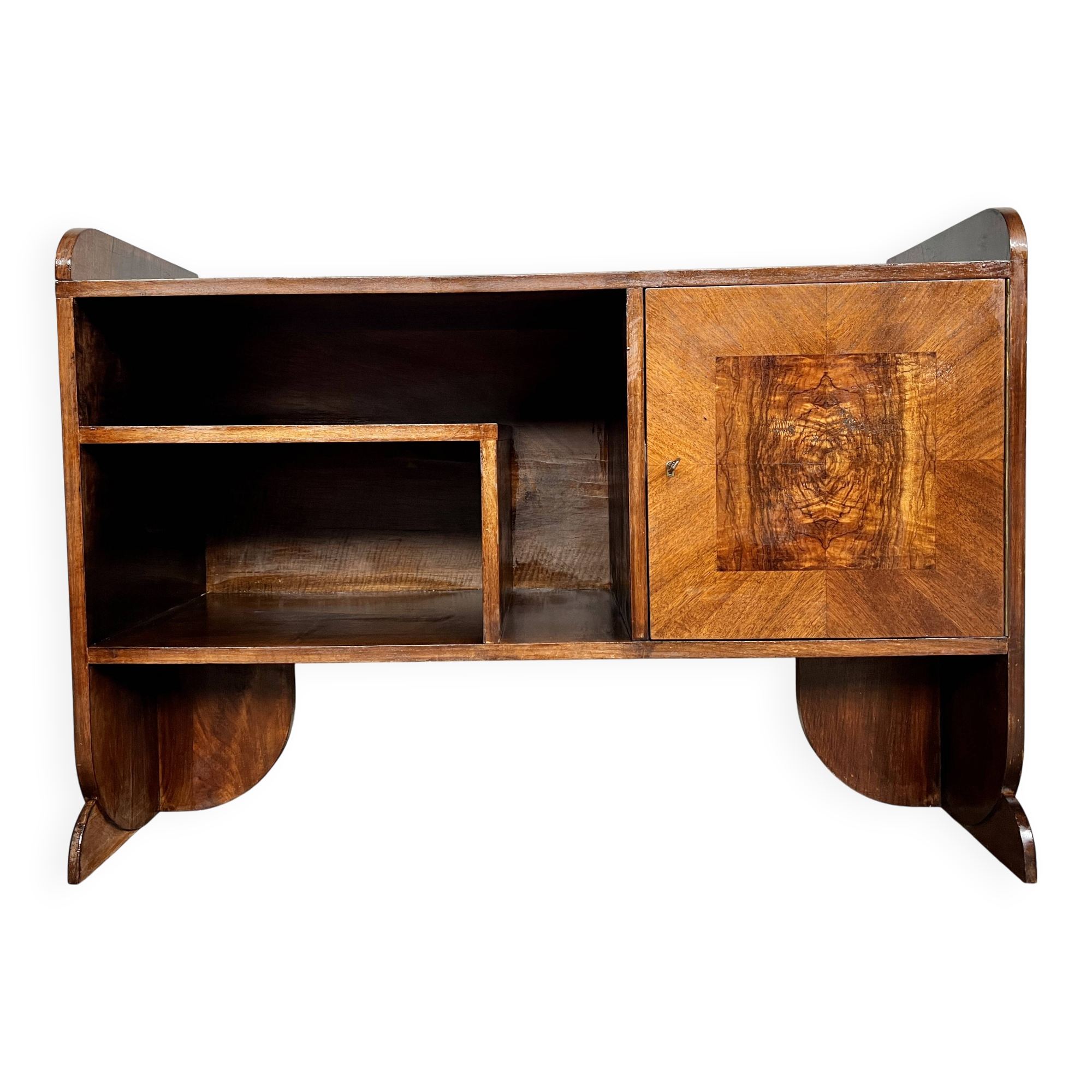 Art Deco shelf in wood and burl