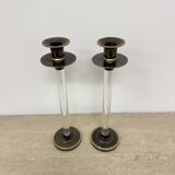 Lot de 2 bougeoirs en lucite Caravell, années 1970