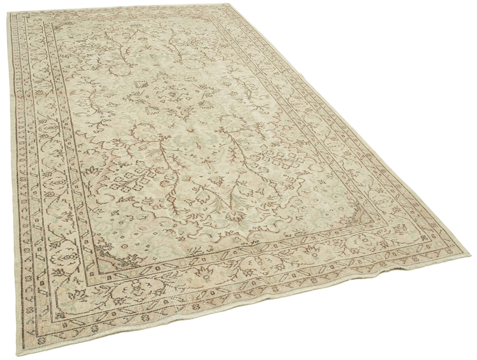 Hand-Knotted Vintage Turkish Beige Rug 170 cm x 280 cm - 38947