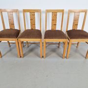 Chaises de salle à manger Arts et Métiers, années 1930, ensemble de 4