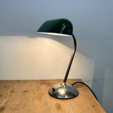 Vintage Green Enamel Bank Lamp, 1950s