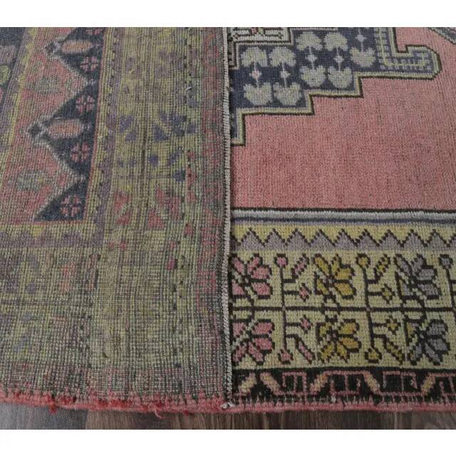 Vintage Turkish Oushak handmade wool runner rug 130x238