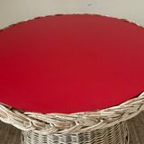 Vintage side table in rattan and formica