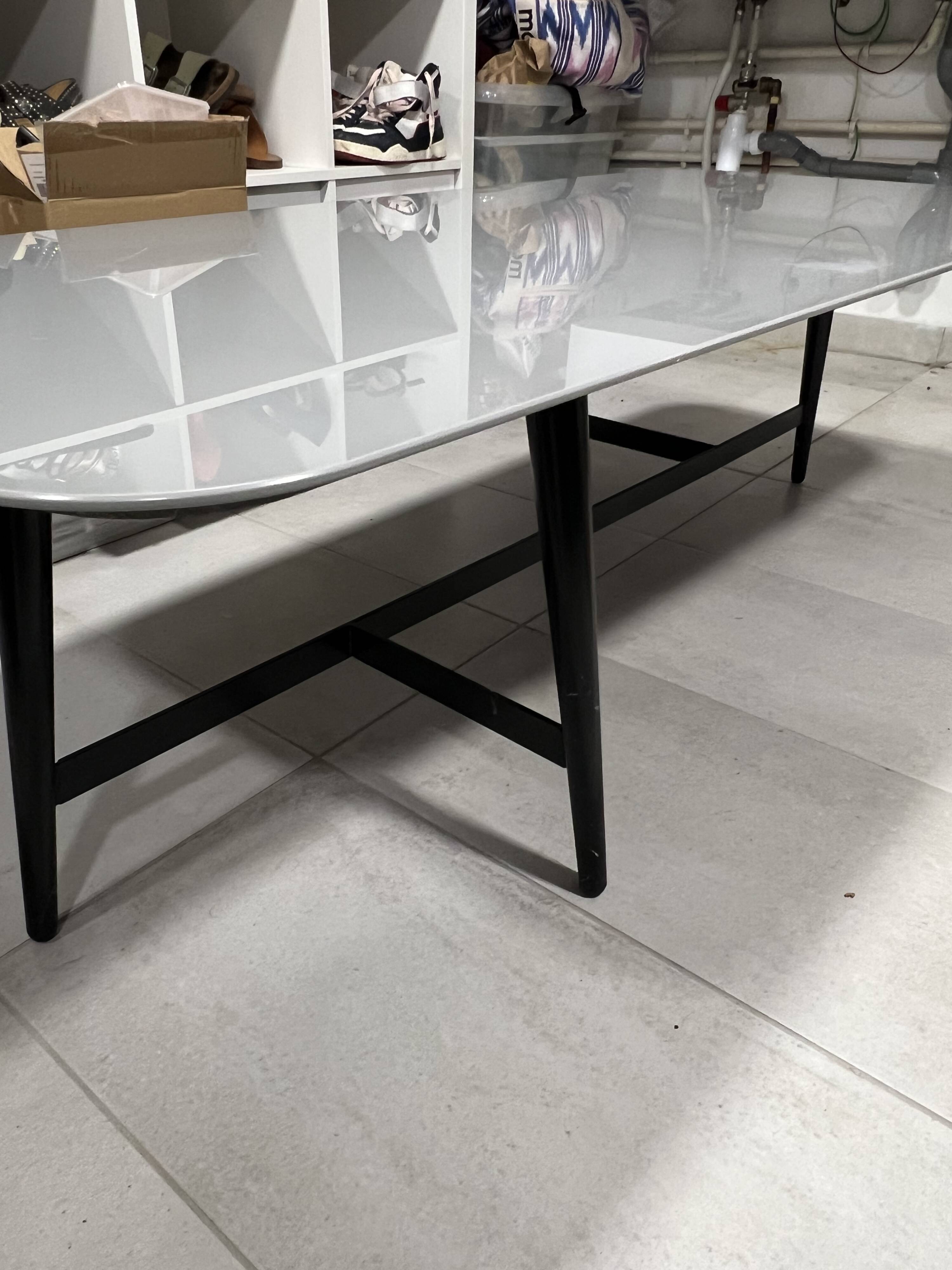 Roche Bobois octet coffee table with a coloured glass top.
