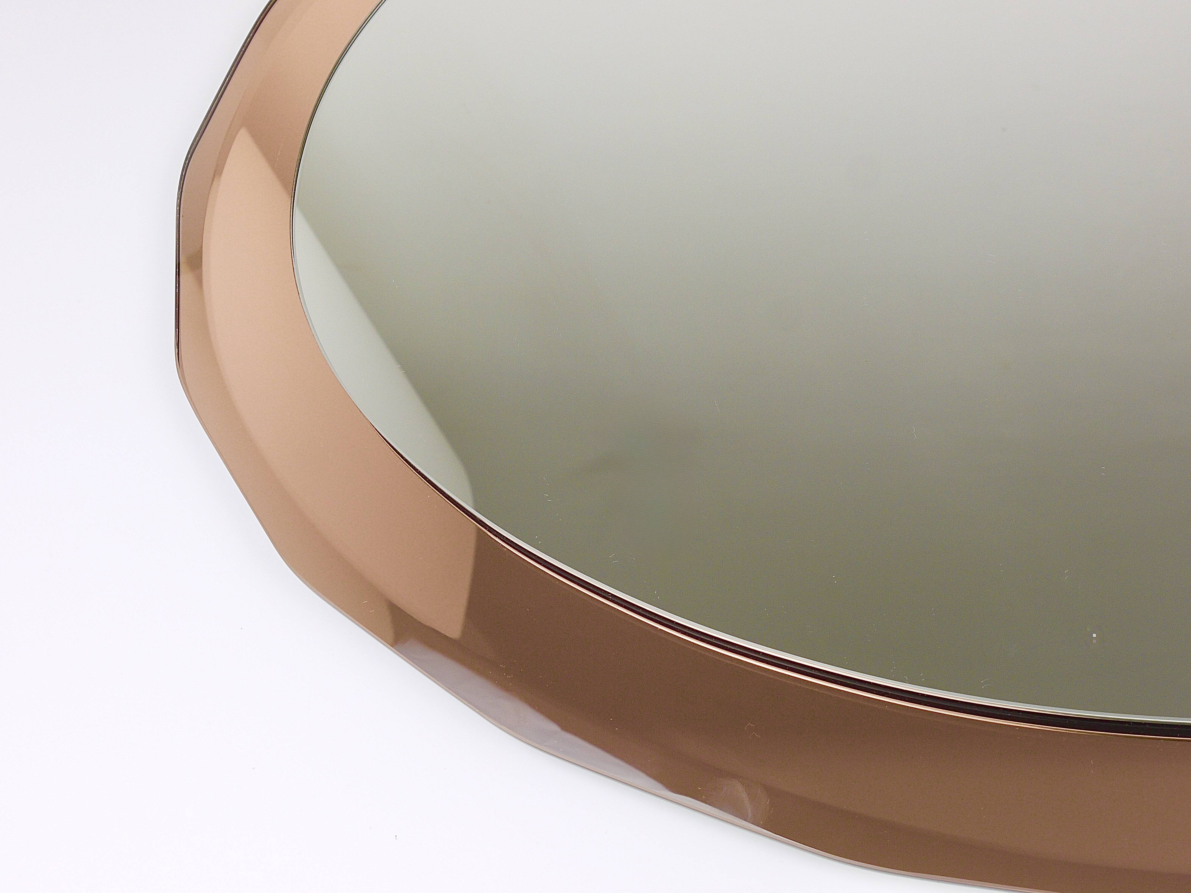 Cristal Arte Pink Oval Rosé Mid-Century Wall Mirror, Italy, 1960s