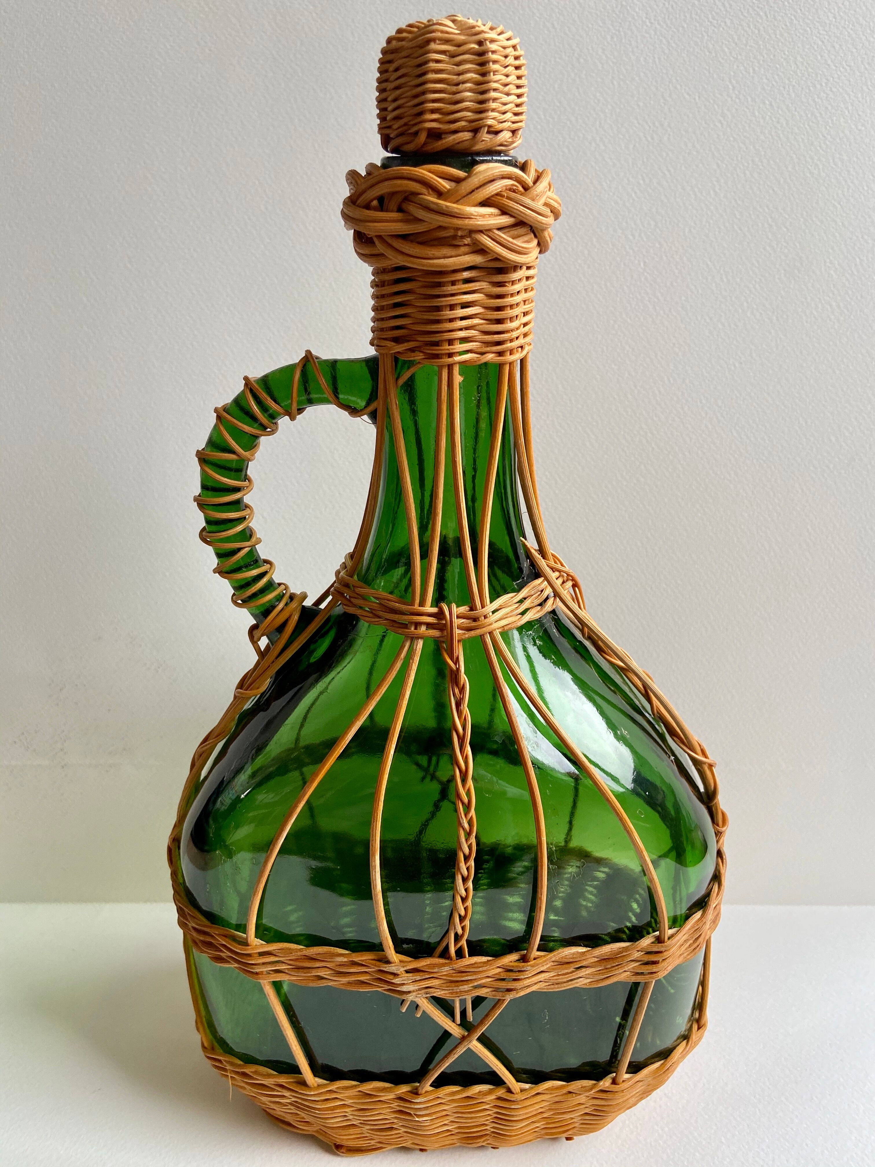 Wicker and glass bottle