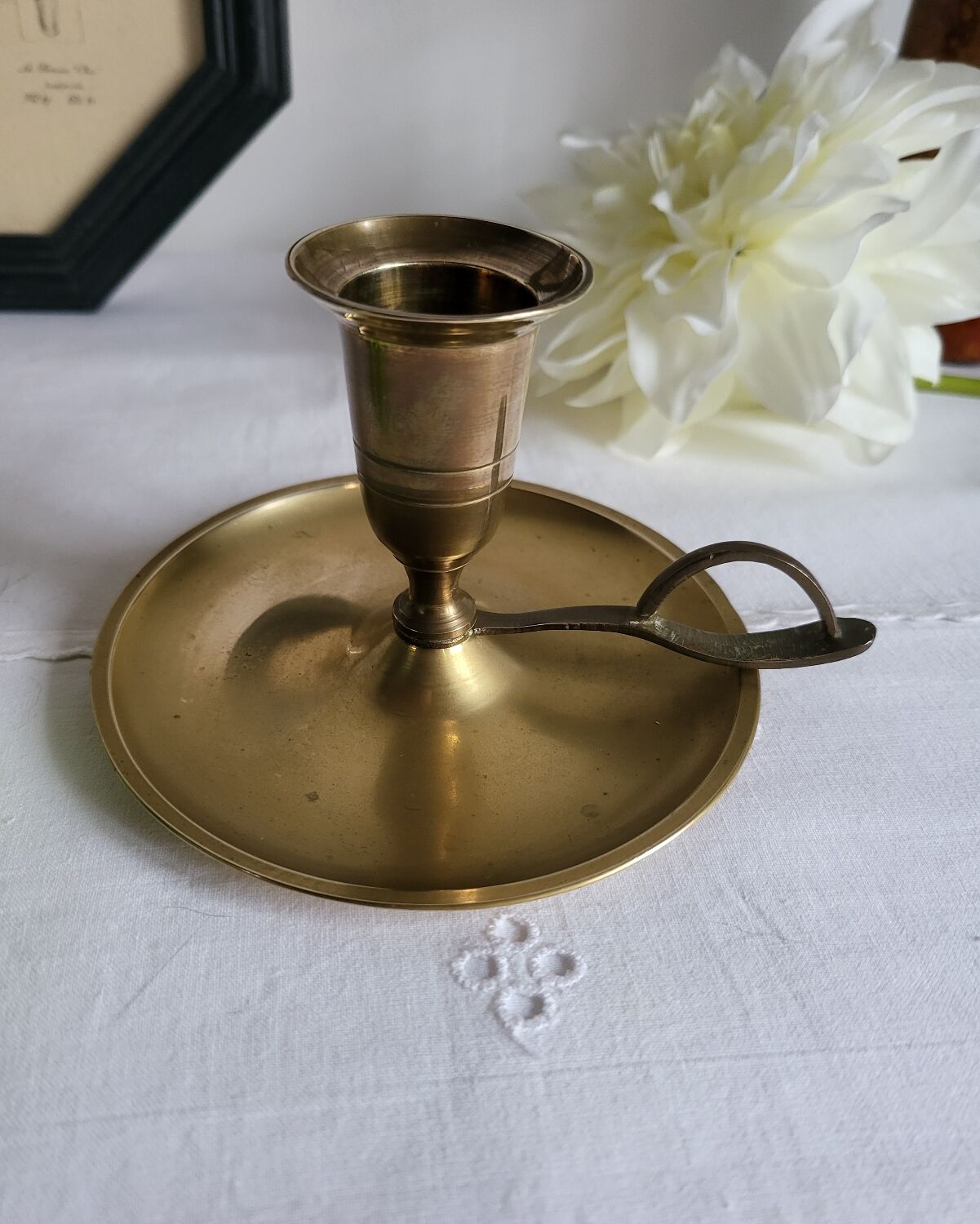 Brass hand candlestick