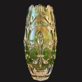 Large Czech Glass Vase Fleur De Lys Pattern By Rudolfova Hut