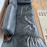 Canape seltz elm and leather design 1960