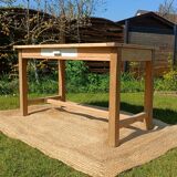 Old solid wood farmhouse table – chic country spirit