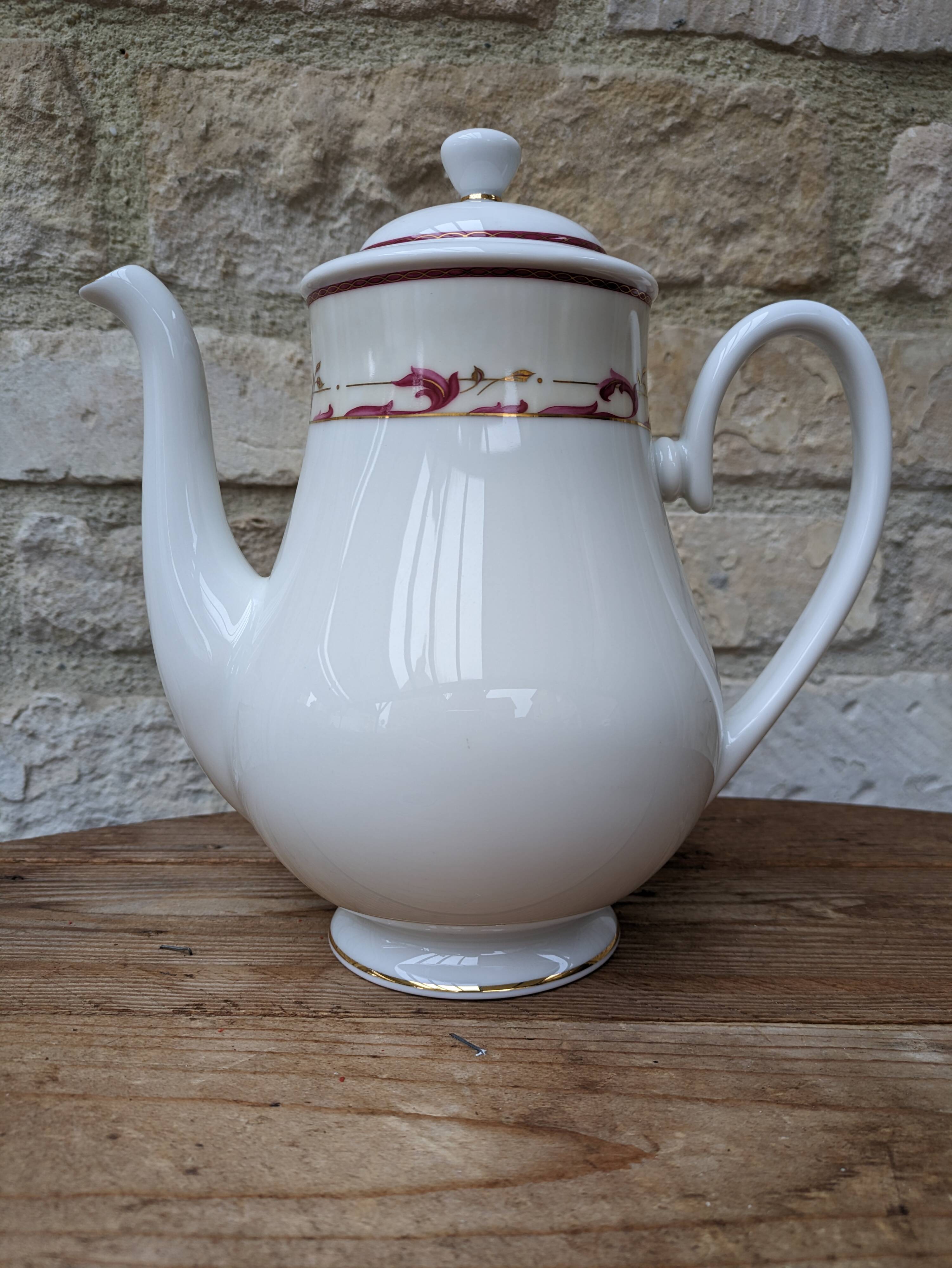 Guy Degrenne Limoges porcelain coffee pot sample with gilding