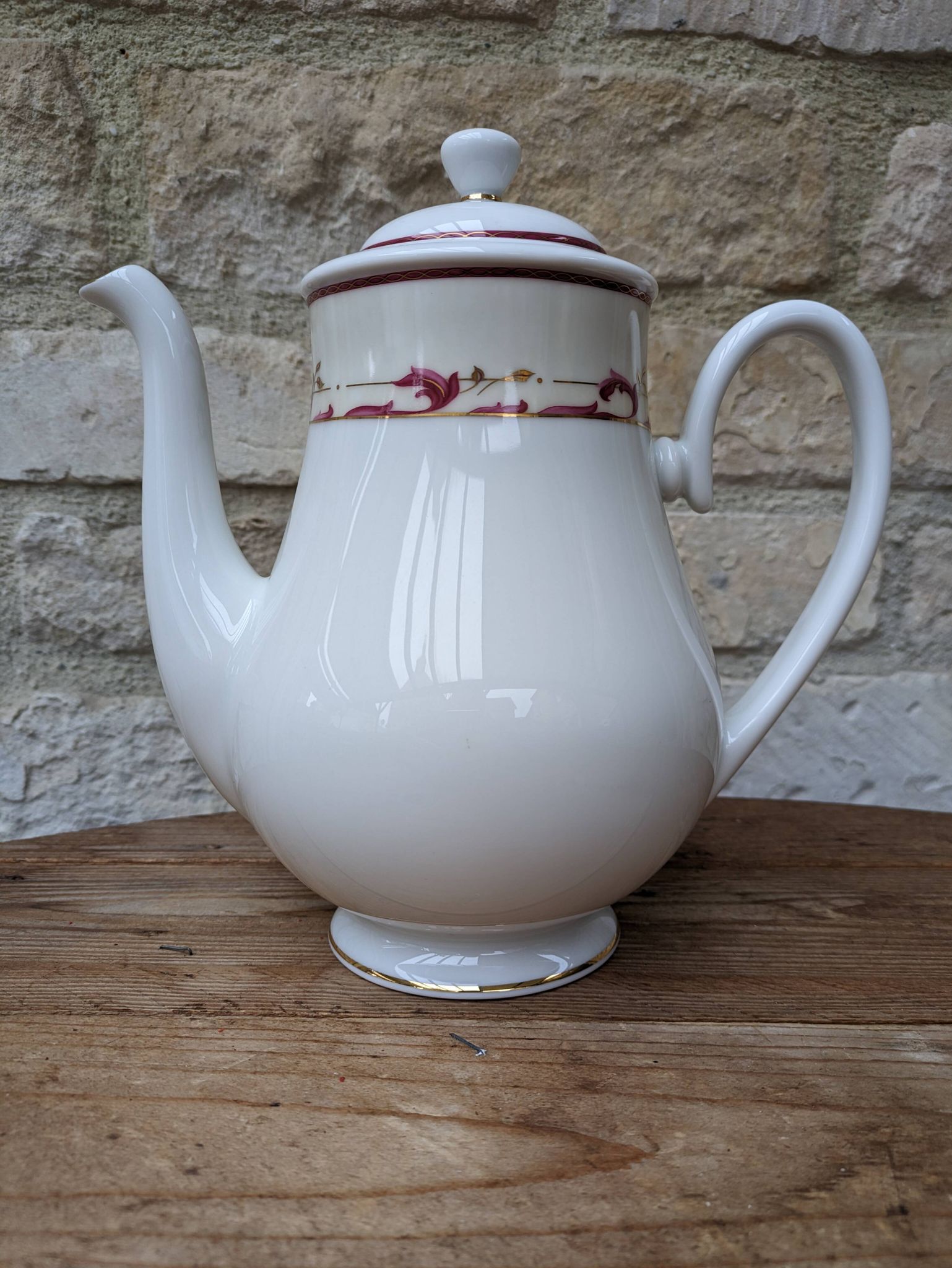 Guy Degrenne Limoges porcelain coffee pot sample with gilding