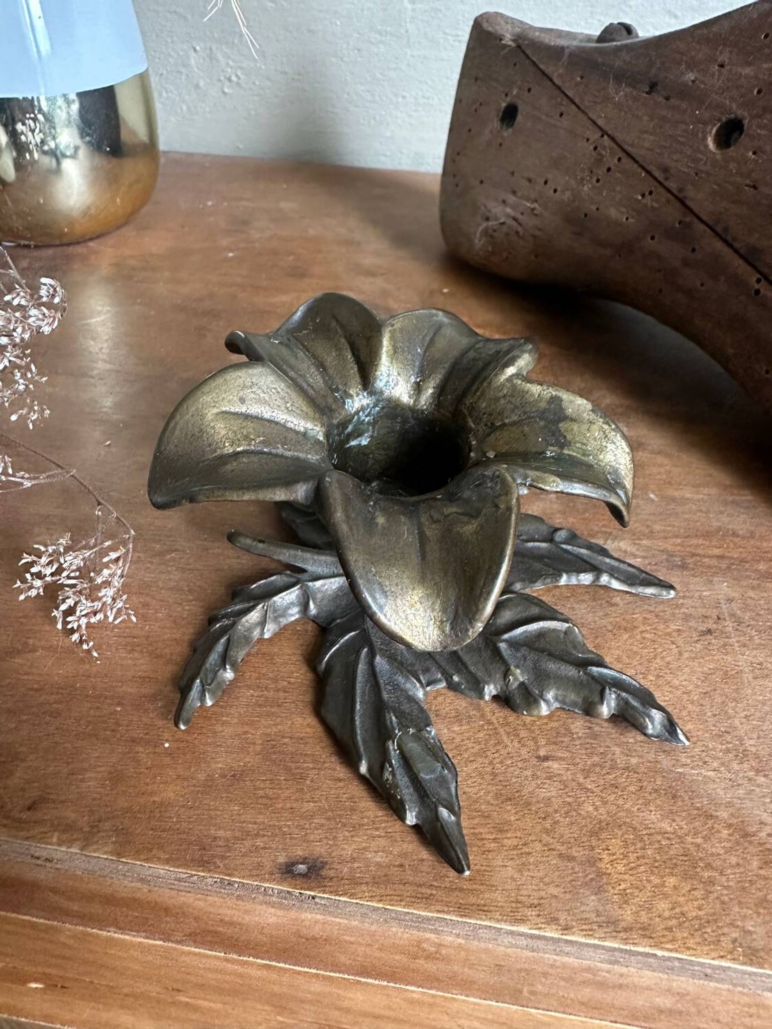 Brass flower candle holder