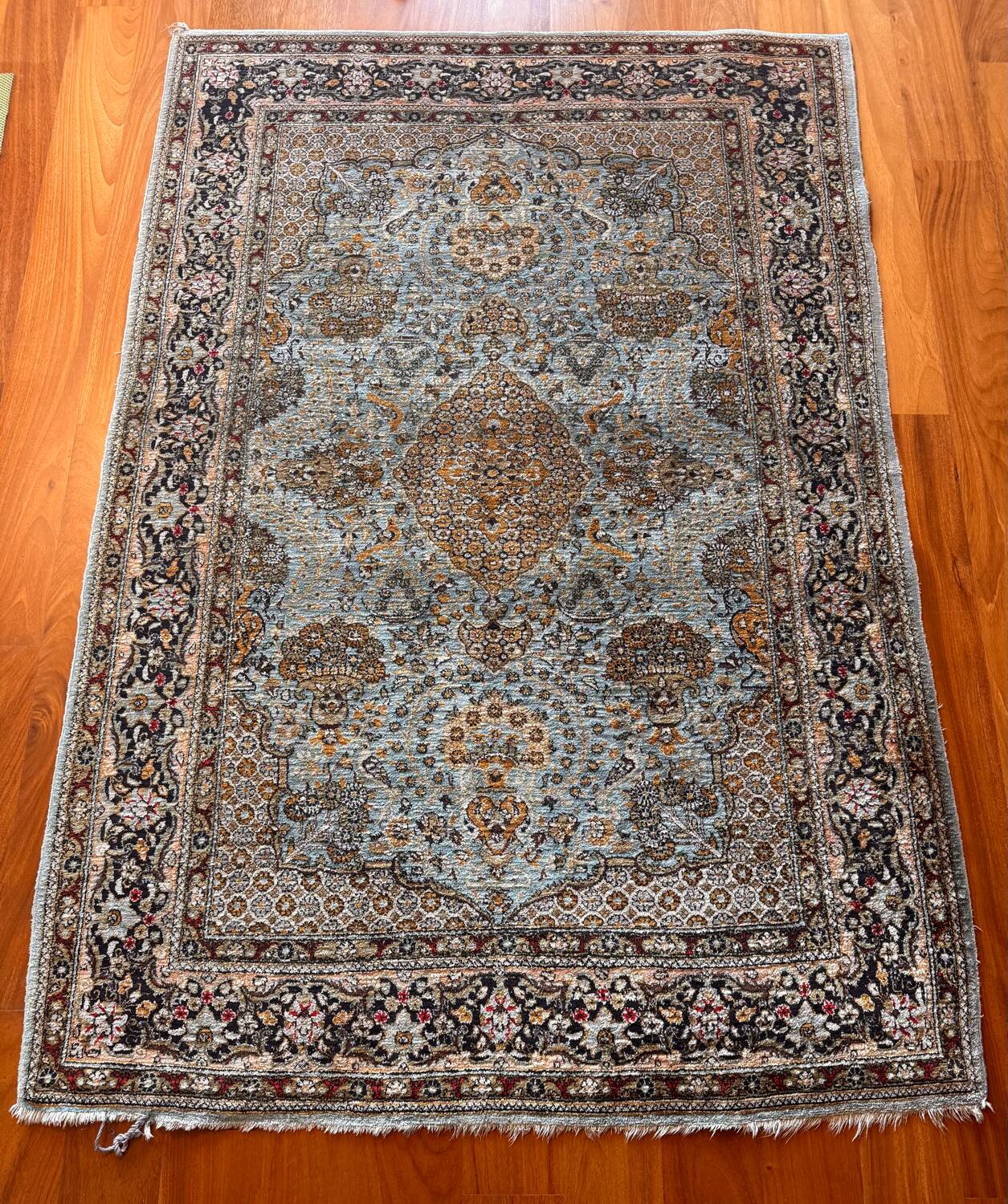 Antique Ghoum carpet from Iran in silk.