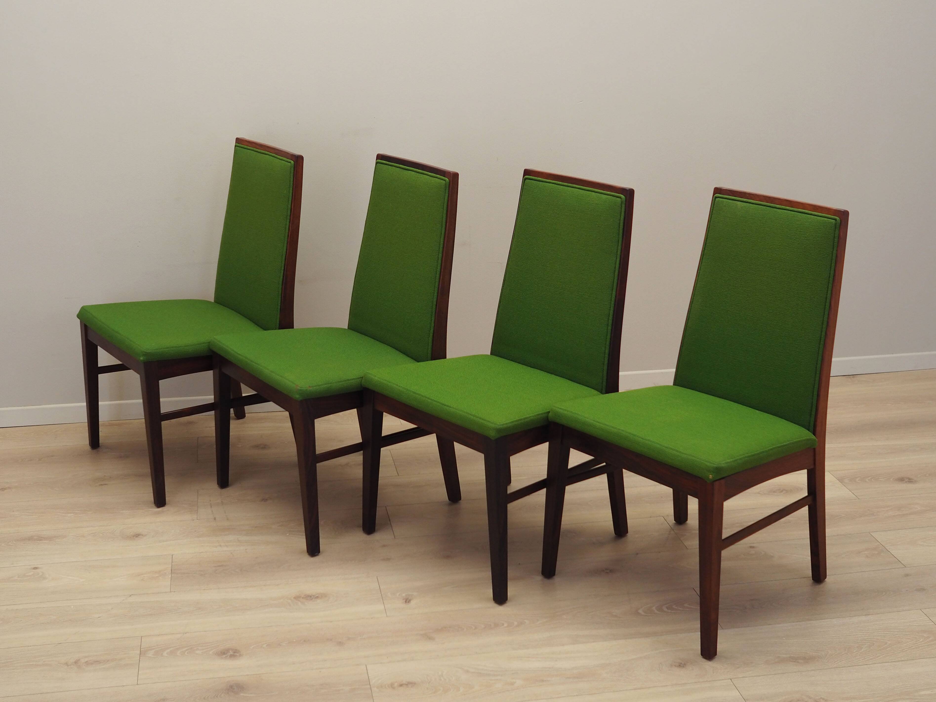 Ensemble de quatre chaises en palissandre, design danois, années 1970, éditeur : Dyrlund